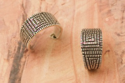 Navajo Jewelry - Man in the Maze Sterling Silver Hoop Earrings